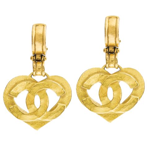 chanel vintage earring heart shape|Chanel earrings authentic.